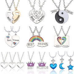 Best Friend Necklace Women Crystal Heart Tai Chi Crown Best Friends Forever Necklaces Pendants Friendship BFF Jewelry Collier