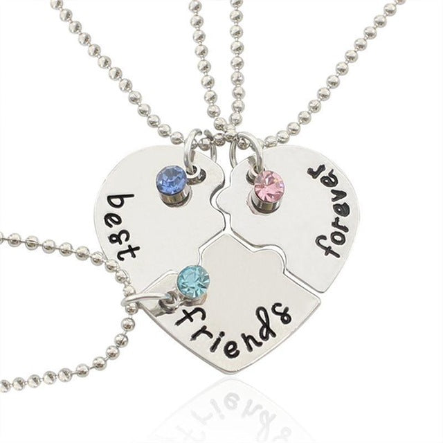 Best Friend Necklace Women Crystal Heart Tai Chi Crown Best Friends Forever Necklaces Pendants Friendship BFF Jewelry Collier
