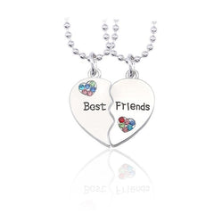 Best Friend Necklace Women Crystal Heart Tai Chi Crown Best Friends Forever Necklaces Pendants Friendship BFF Jewelry Collier