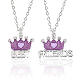 Best Friend Necklace Women Crystal Heart Tai Chi Crown Best Friends Forever Necklaces Pendants Friendship BFF Jewelry Collier